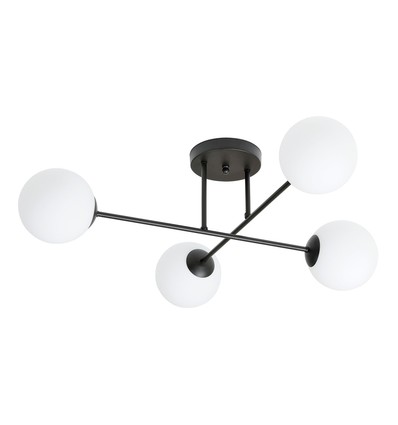 Roma 4 Sort/Opal loftslampe - Ø14 cm, E14, 230V, uden lyskilde