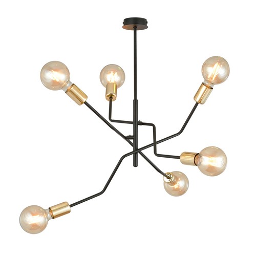 Bolt 6 Sort/Guld loftslampe - E27, 230V, uden lyskilde
