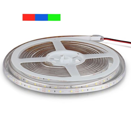 V-Tac 3,6W/m stænktæt LED strip - 5m, 60 LED pr. meter, Farvet lys, Rød/Blå