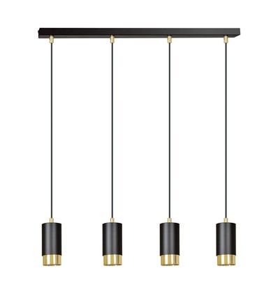 Outlet: Fumiko 4 Sort/Guld pendellampe - GU10, 230V, uden lyskilde
