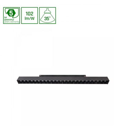 System Shift - Grid L Skinne Lys 22W - 404x23x42mm, 35°, Sort, 2 Kredsløb.