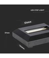 2W LED væg/trappe lampe til indbygning - IP65, kvadratisk, sort, 70lm, inde / ude