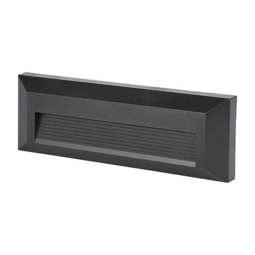 3W Trappelys - LED, 3000K, Sort hus, Rektangel.