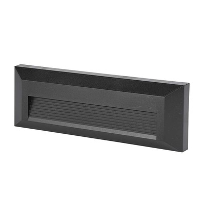 3W Trappelys - LED, 3000K, Sort hus, Rektangel.