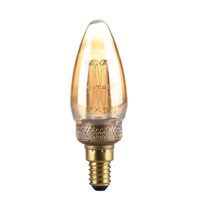 2W LED E14 - Art Kultråd Kertepære, Amber Glas, 1800K
