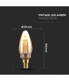 2W LED E14 - Art Kultråd Kertepære, Amber Glas, 1800K