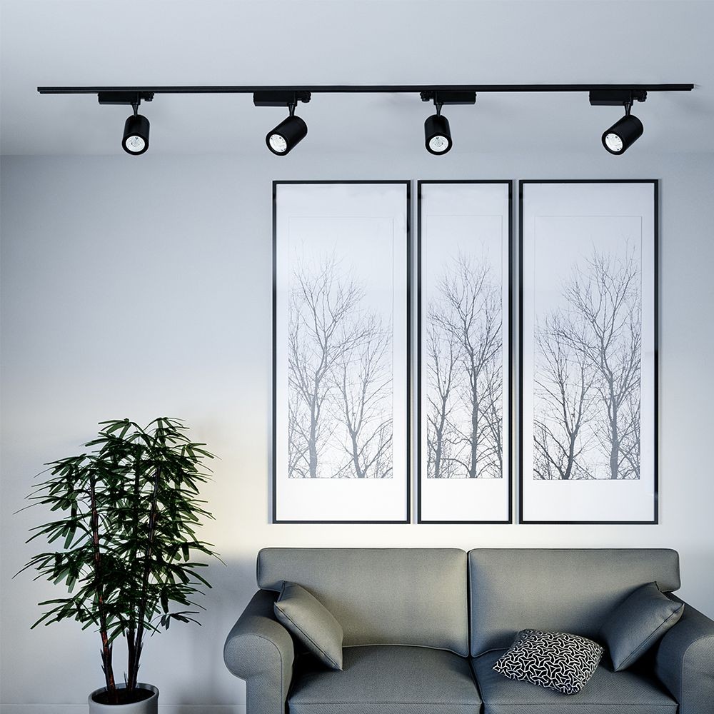 35W 3-faset skinnespot - 24 grader, 4000K, sort, COB LED, IP20 - Kulør : Neutral