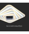 150W LED Smart Loftlampe - Dekorativ, 50x50x7cm, 3i1, Dæmpbar, Fjernbetjening