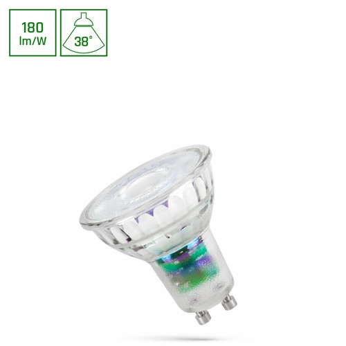 LED 2,5W GU10 - 230V, A-klasse, neutral hvid linse 38°, Spectrum