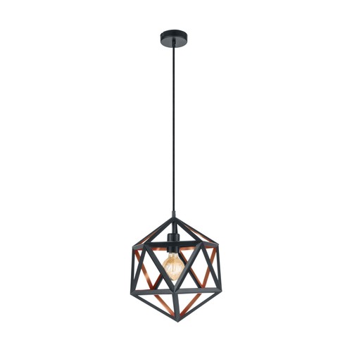 EGLO Embleton Pendel Lampe Ø30 Til E27 I Sort/Nød