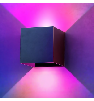 LEDlife RGB+CCT CUBIC 6W væglampe - Tuya Smart, sort, firkantet, op/ned, justerbar, inde / ude, IP65, inkl. lyskilde