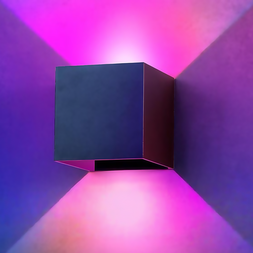 6W CUBIC væglampe - IP65, RGB+CCT, Zigbee, sort, firkantet, op/ned, justerbar, inde / ude, inkl. lyskilde