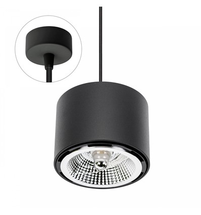 Chloe AR111 nedhængt GU10 - 250V, IP20, 120x85mm, sort, rundt, fast, rundt base, 1,5m kabel, uden lyskilde