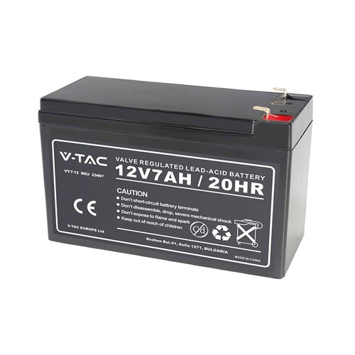 12V / 7Ah blybatteri - 151x65x100mm, ABS, VRLA genopladeligt batteri