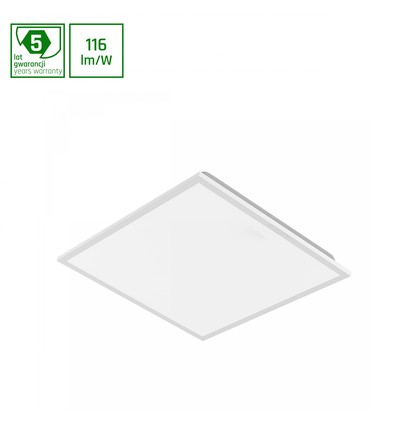 Algine Panel 40W - Neutral Hvid 230V 120° IP40 600x600x32 Hvid, Plan Montering, Nedhængt i Ramme.