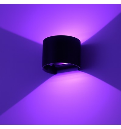 6W Væglampe - IP65, Rund, Tuya, Sort, Op/ned, Justerbar, Inde / ude, Inkl. lyskilde
