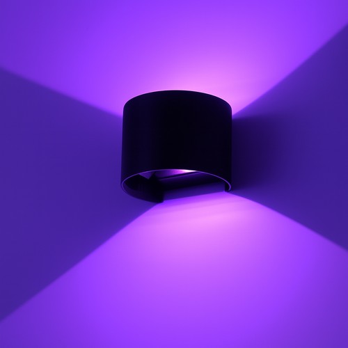 6W Væglampe - IP65, Rund, RGB+CCT, Zigbee, sort, op/ned, justerbar, inde / ude, inkl. lyskilde