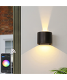 6W Væglampe, Hue kompatibel - IP65, Rund, RGB+CCT, Zigbee, sort, op/ned, justerbar, inde / ude, inkl. lyskilde