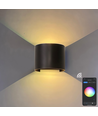 6W Væglampe, Hue kompatibel - IP65, Rund, RGB+CCT, Zigbee, sort, op/ned, justerbar, inde / ude, inkl. lyskilde