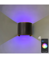 6W Væglampe, Hue kompatibel - IP65, Rund, RGB+CCT, Zigbee, sort, op/ned, justerbar, inde / ude, inkl. lyskilde