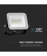 20W Projektør - Samsung chip, 4000K, Sort hus, Gråt glas
