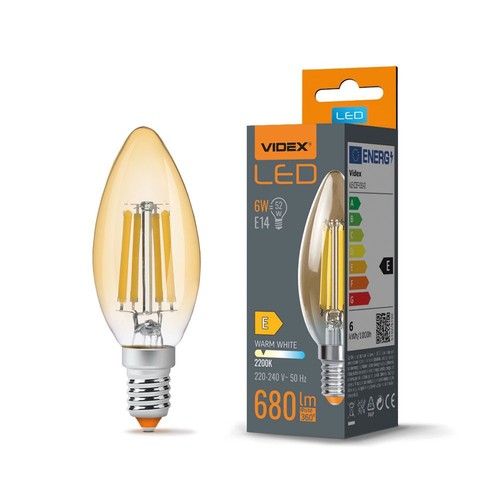 E14 6W LED kertepære - Filament, 680lm, 2200K, varm hvid, Erstat 60W