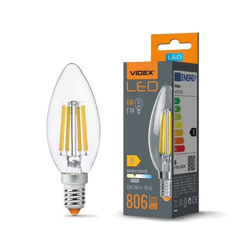 C35 LED-pære 6W E14 - kultråd, varm hvid, 230V, 806lm