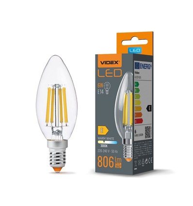 C35 LED-pære 6W E14 - kultråd, varm hvid, 230V, 806lm