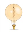 E27 8W dæmpbar LED pære - Spiral amber, 2200K, 500lm, 360°, G200, RA88, Erstat 42W