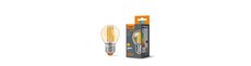 E27 6W LED filament kronepære - G45, 2200K, Amber glas, 360 grader, 750lm