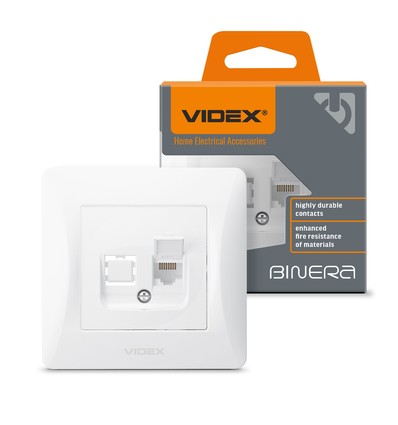 BINERA CAT6 enkelt computerstik - Hvid, RJ45, indbygning, IP20