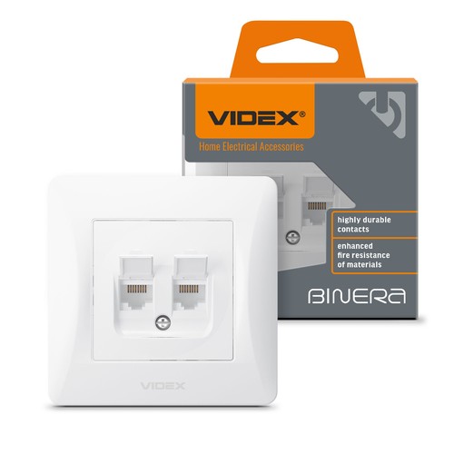 Cat6+Cat6 stikdåse - computer, dobbelt, hvid