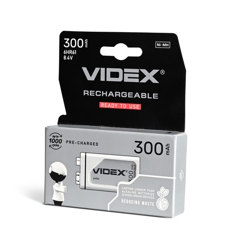 6HR61 batteri - Ni-MH, genopladelig, 300mAh
