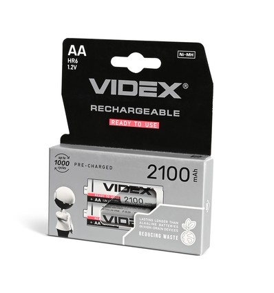 2 stk. AA/HR6 genopladelig batteri - Ni-MH, 2100mAh