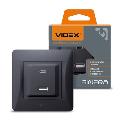 Stikdåse - USB-A + USB-C PD20W sort