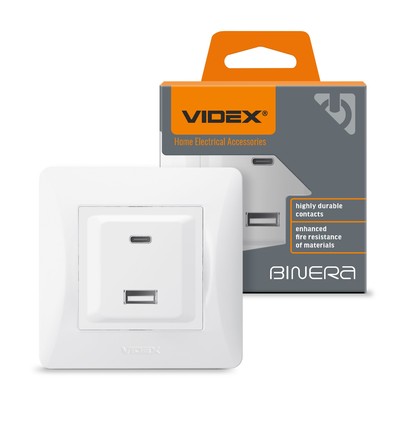 Stik - USB-A + USB-C PD20W, hvid