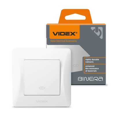 Binera 1-polet krydsafbryder - Hvid, IP20 indendørs, 10A, 86 x 86 mm
