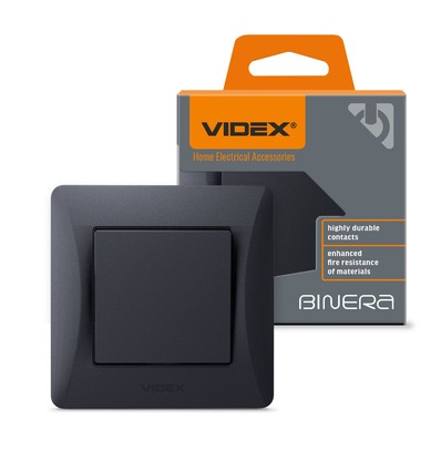 1-polet afbryder - 86x86mm, IP20, sort