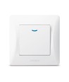 1-kanals afbryder med indikatorlys - 86x86mm, IP20, hvid