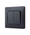 2-kanals afbryder - korrespondance, 86x86mm, sort