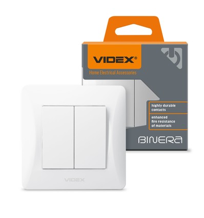 2-polet afbryder - 86x86, IP20, hvid