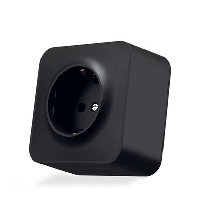 Schuko-stikdåse - overflademonteret, enkelt, IP20, mat sort