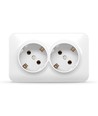 Schuko-stikdåse - overflademonteret, dobbelt, IP20, hvid
