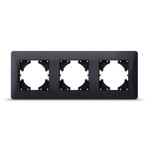 Ramme til kontakter - 3-polet, horisontal, sort