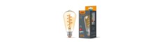 E27 4W dæmpbar LED pære - ST64, spiral filament, amber glas, varm hvid, flicker free