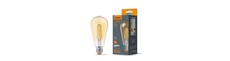 E27 6W dæmpbar LED pære - ST64, filament, amber glas, 2200K, flicker free