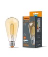 E27 6W dæmpbar LED pære - ST64, filament, amber glas, 2200K, flicker free