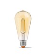E27 6W dæmpbar LED pære - ST64, filament, amber glas, 2200K, flicker free
