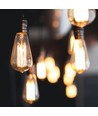 E27 6W dæmpbar LED pære - ST64, filament, amber glas, 2200K, flicker free