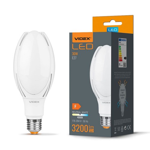 E27 30W LED pære - 3200lm, 4000K, 330 grader, industriel, Ra80